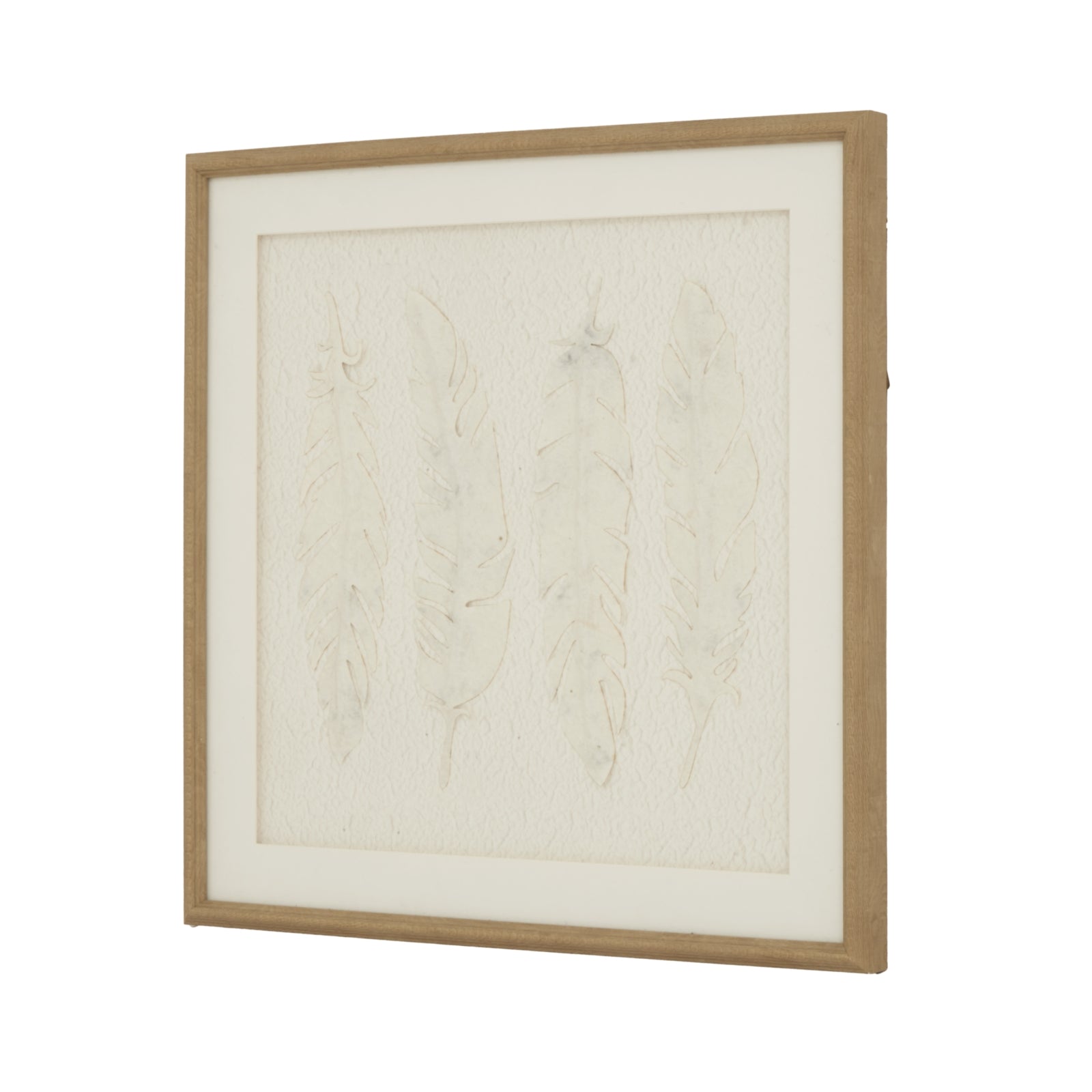 Alta White Feathers Art Mounted In Beaded Frame