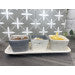 SNACK DISH S/3 WAVY GREY & WHITE CERAMIC WITH HEARTS