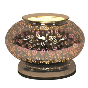 40W Touch Sensitive Wide Glass Aroma Lamp - Hearts 19cm