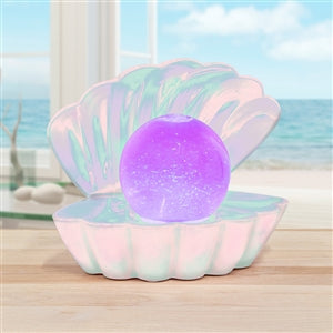 METALLIC Sea Shell / Clam LED Glitter Lamp - Pearlescent White 18cm