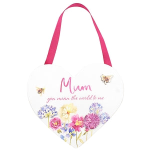 Mum Hanging Heart Plaque 16cm