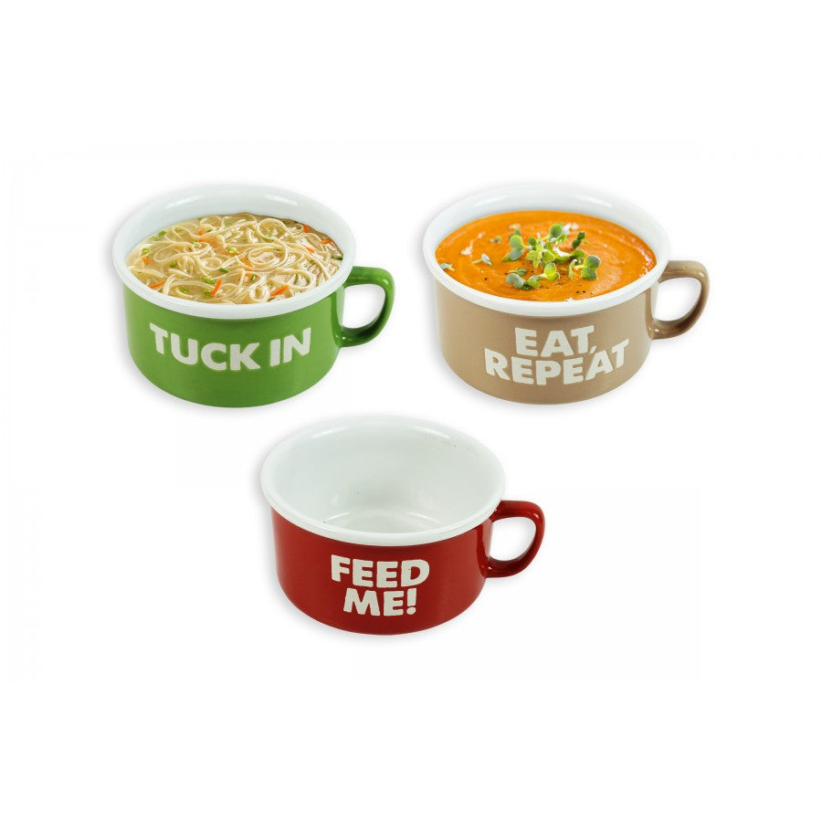 MAD ABOUT MUGS BOWL WITH HANDLE 20oz 3 ASSORTED COLOURS