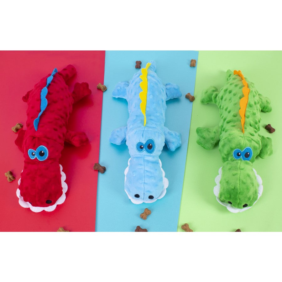 SMART CHOICE SQUEAKY PLUSH ALLIGATOR DOG TOY 3 ASSORTED COLOURS