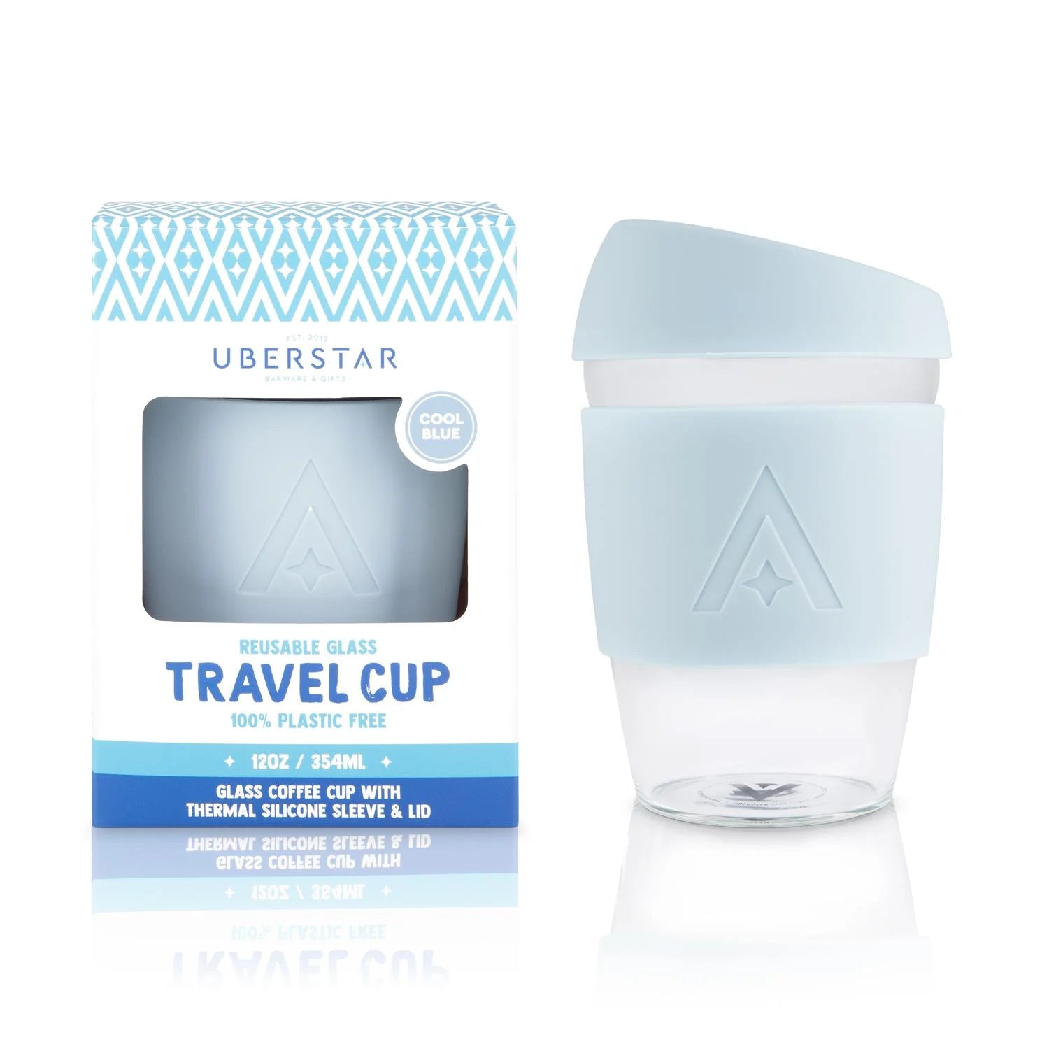 Reusable Glass Travel Cup - Cool Blue