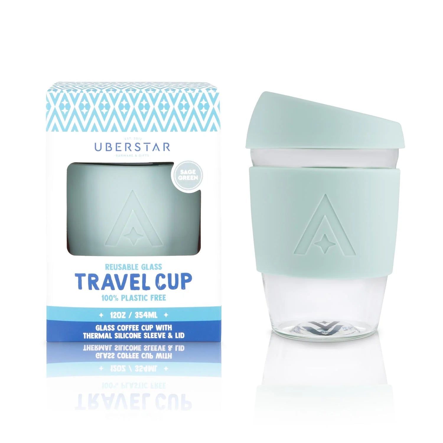 Reusable Glass Travel Cup - Sage Green