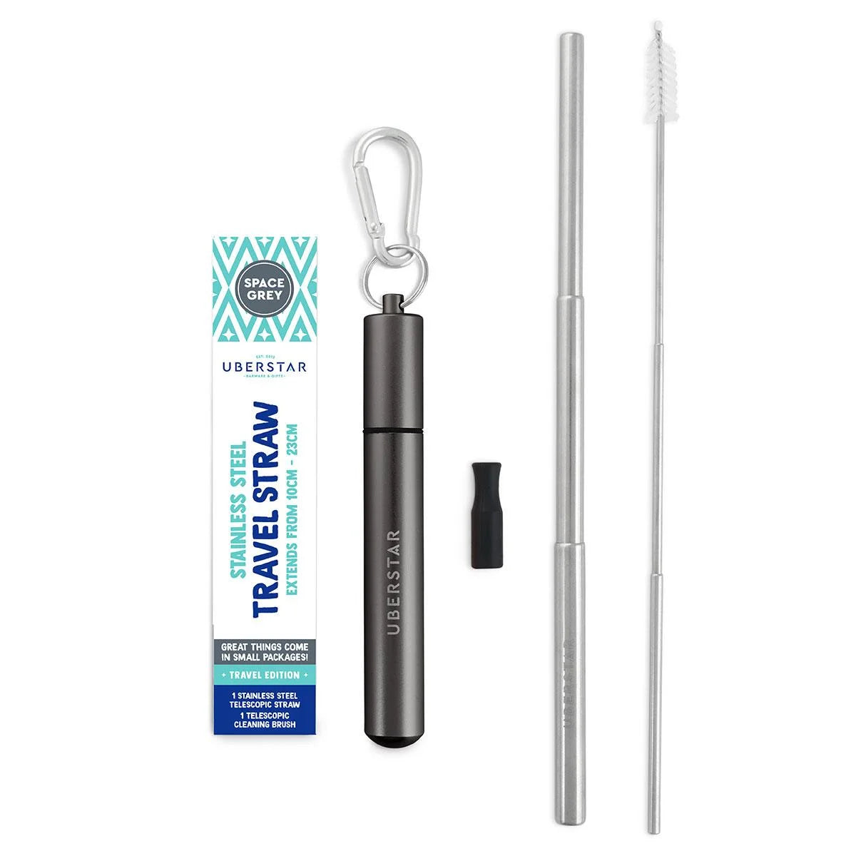 Travel Stainless Steel Straw - Space Grey