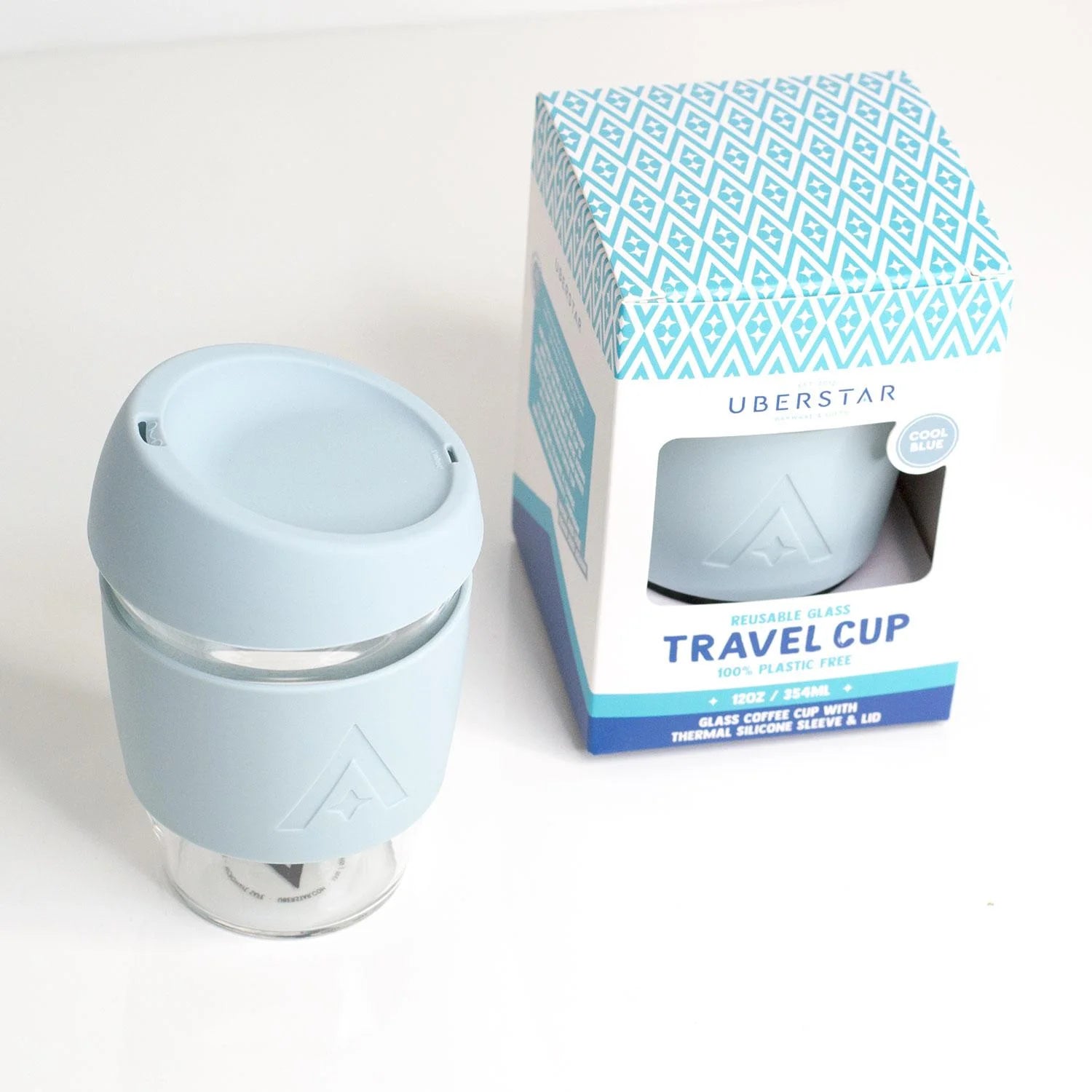 Reusable Glass Travel Cup - Cool Blue