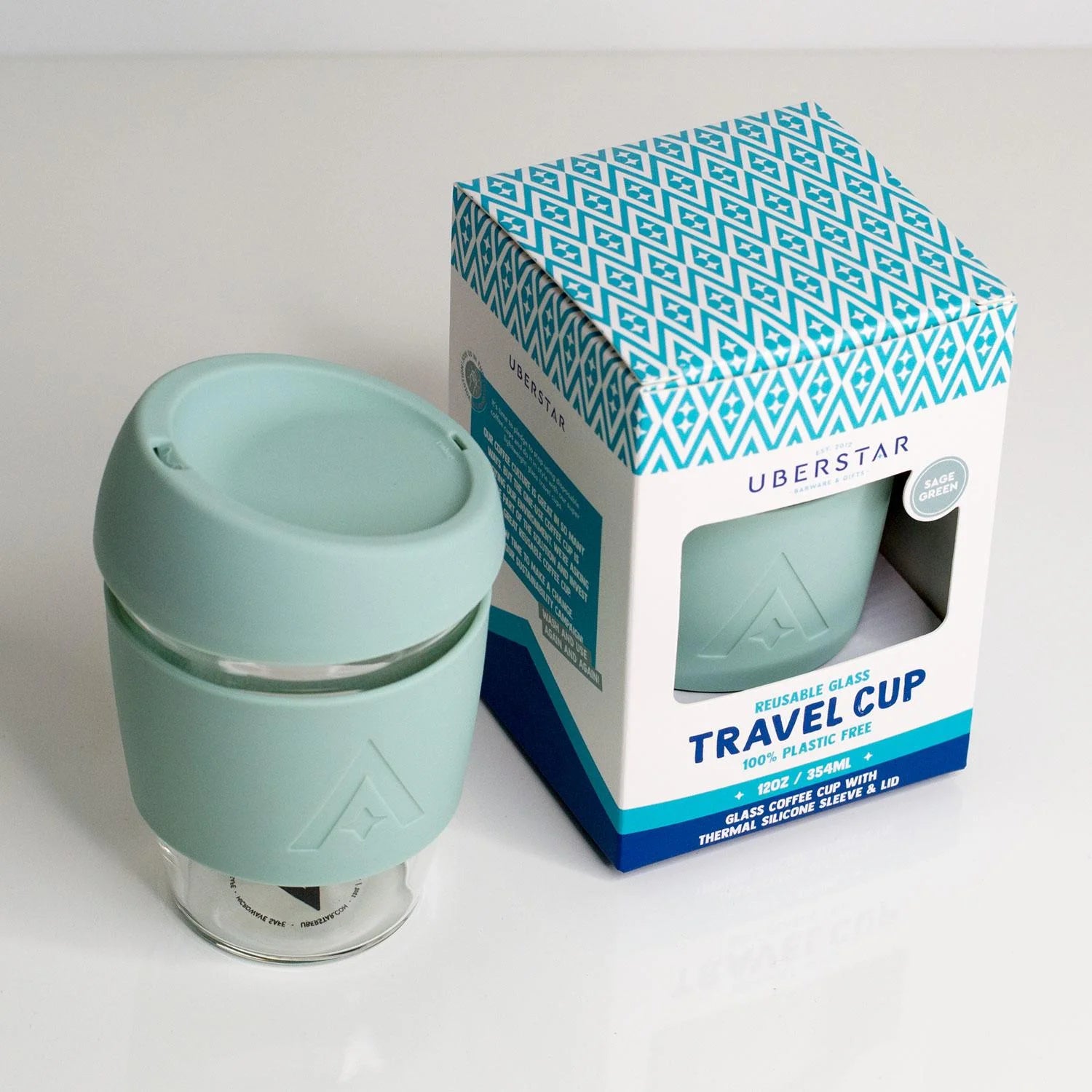 Reusable Glass Travel Cup - Sage Green