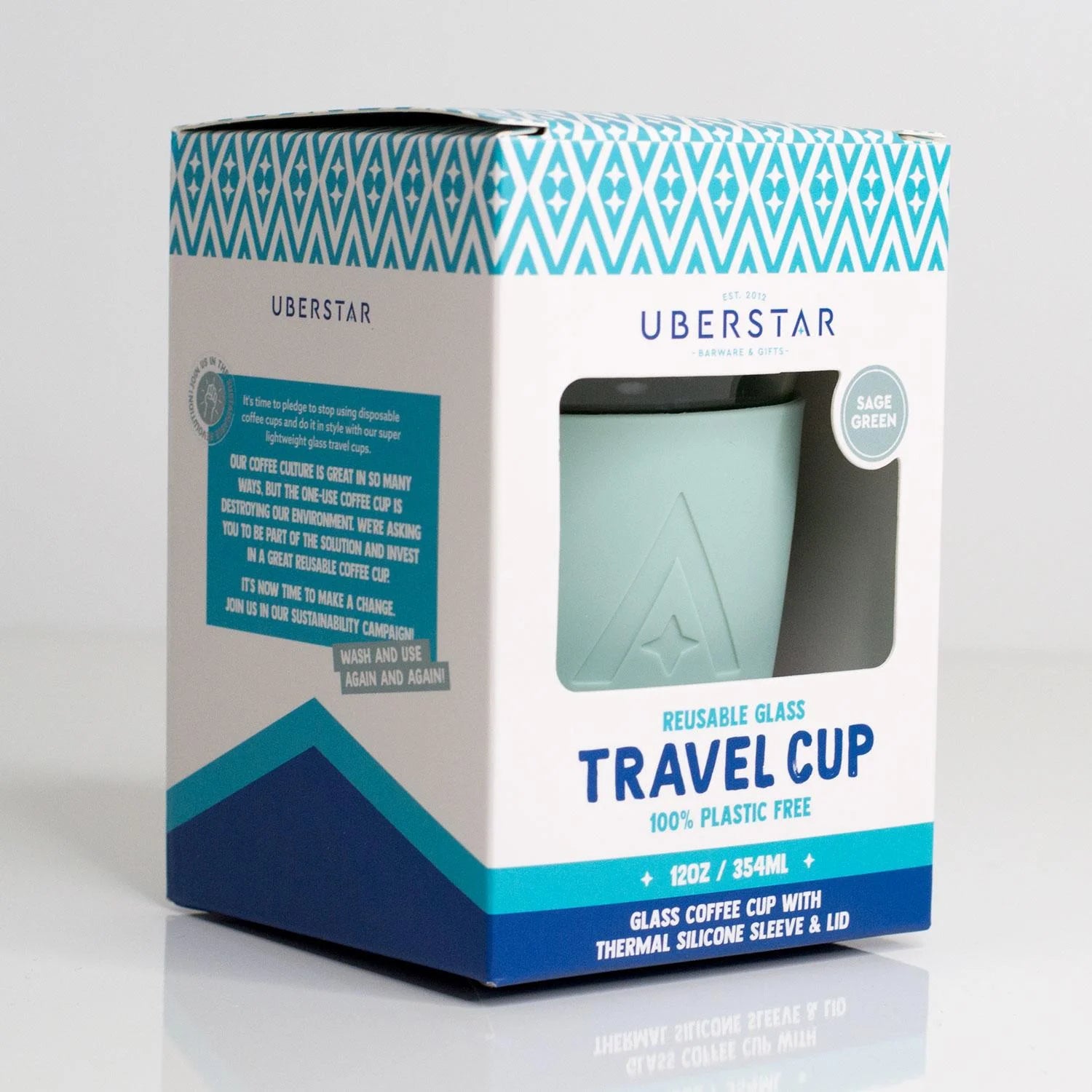 Reusable Glass Travel Cup - Sage Green